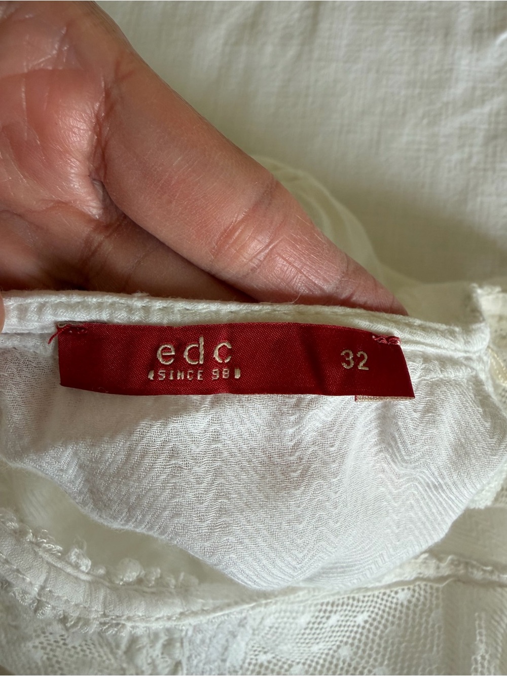 EDC ( by Esprit Group) White Lace-Trim Cotton Blend Mini Dress - Picture 5 of 9